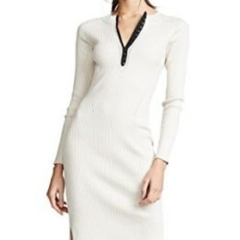 Rag and Bone Brynn Rib-Knit Sweater Dress Long Sleeve Cream Size Medium EUC